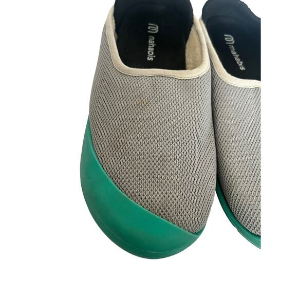 Mahabis Summer Slippers •40/ W 9• M 7• Light gray Mesh Teal Rubber Sole - Picture 6 of 8